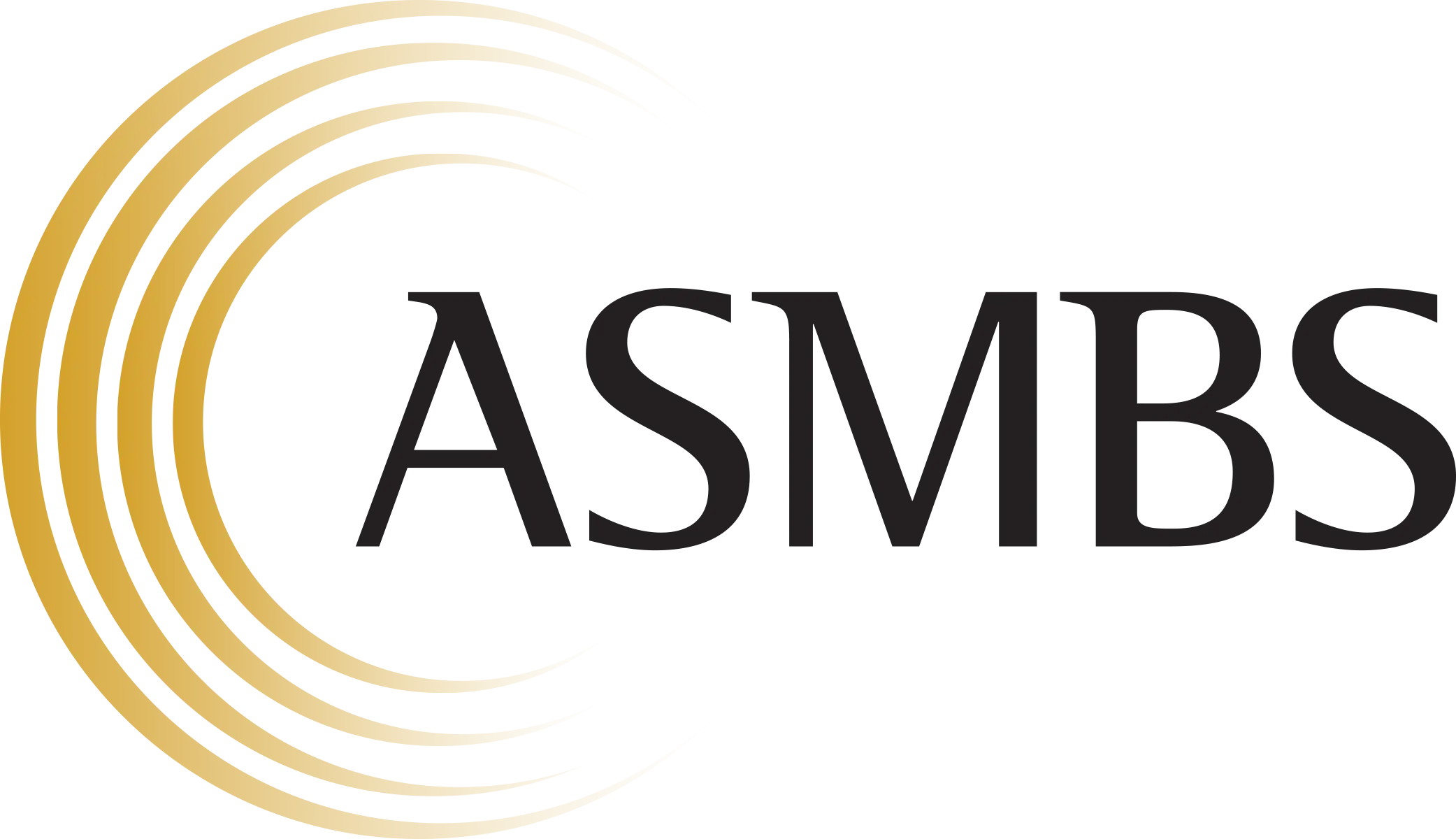 ASMBS logo featuring bold black letters "ASMBS" with gold curved lines forming a partial circle on the left side.